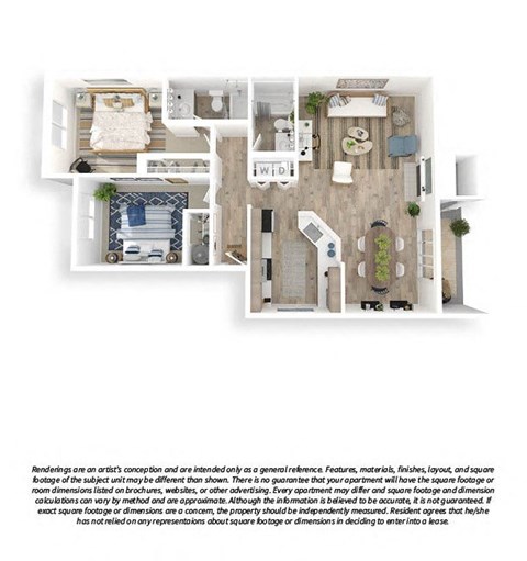 The Lakehouse 3D Floor Plan 2x2 910sf
